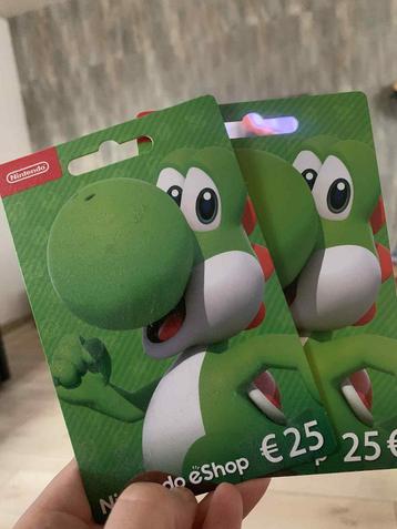 2 cartes nintendo shop disponible aux enchères
