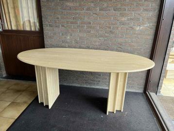 Ovalen eettafel - Italiaans travertin - 180x90 beschikbaar voor biedingen