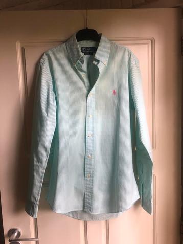 Mooi mintgroen/wit gestreept overhemd Ralph Lauren maat S