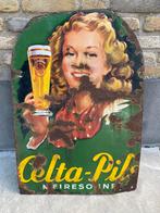 Celta pils emaille bord 72x50 cm, Verzamelen, Ophalen, Gebruikt