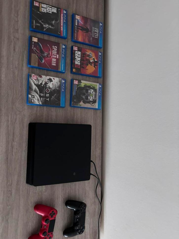 PlayStation 4 Slim + 2 controllers + 6 topgames, Consoles de jeu & Jeux vidéo, Consoles de jeu | Sony PlayStation 4, Utilisé, Slim