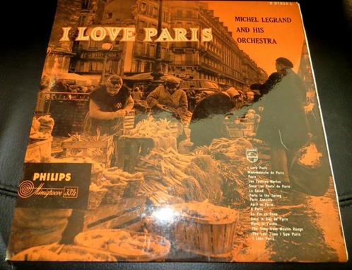 LP VINYL - Michel Legrand And His Orchestra ‎– I Love Paris, CD & DVD, Vinyles | Jazz & Blues, Utilisé, Jazz, 1940 à 1960, 12 pouces