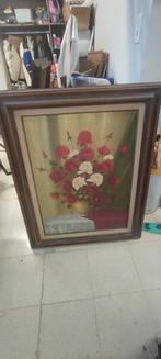 Grote olie schilderij op doek vaas met bloemen, Antiek en Kunst, Ophalen