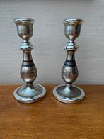 Argent de pauvre kandelaars in glas 25,5 h  .periode 1920, Antiek en Kunst, Antiek | Kandelaars, Ophalen