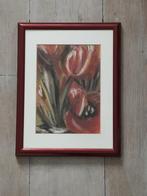 Pasteltekening / Tulips / ingelijst, Antiek en Kunst, Kunst | Tekeningen en Fotografie, Ophalen of Verzenden