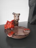 curiosa brocante asbak met hond fox terrier, Ophalen of Verzenden