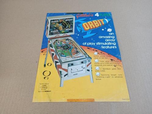 Flyer: Gottlieb Orbit (1971) Flipperkast, Verzamelen, Automaten | Flipperkasten, Flipperkast, Gottlieb, Verzenden
