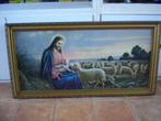 Schilderij Jezus de goede Herder met schapen., Overige typen, Gebruikt, Christendom | Katholiek, Ophalen