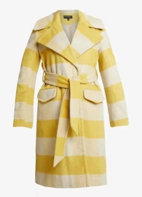 NIEUW! MISS SELFRIDGE Gestreepte mantel in geel/beige maat 4, Kleding | Dames, Jassen | Winter, Nieuw, Maat 42/44 (L), Geel, Ophalen of Verzenden
