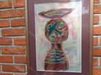 Kunstwerk, niet Westerse kunst , ingekaderd door galerij, Ophalen of Verzenden