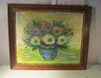 Mooi Oud Geschilderd werk 'Bloemen in Pot' - 60x50, Antiek en Kunst, Ophalen of Verzenden