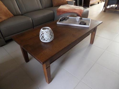 eiken salontafel met wollen vloermat, Huis en Inrichting, Tafels | Salontafels, Gebruikt, 50 tot 75 cm, 50 tot 100 cm, 100 tot 150 cm