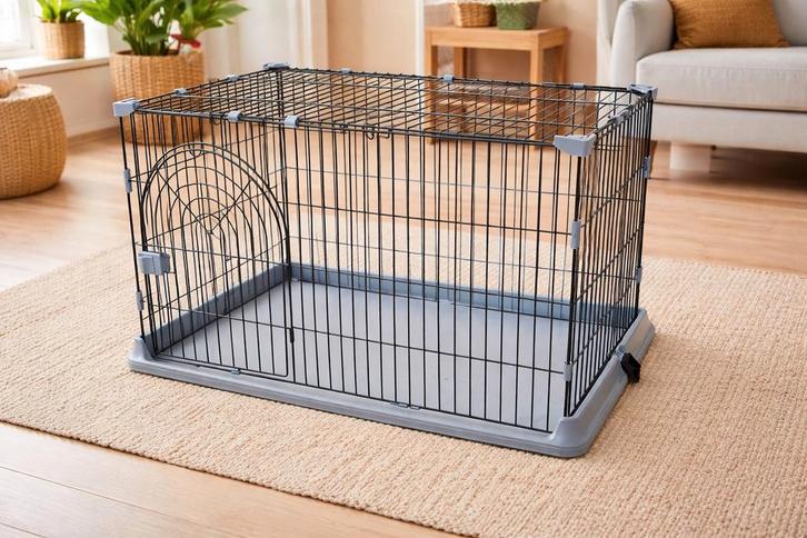 Duvo+ Cage pour chien et chat 100 x 65 x 60 cm, noire, Animaux & Accessoires, Caisses pour chiens, Enlèvement