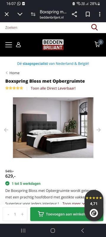 325€ vandaag ophalen! Koopje Boxpring Bloss 160 x 200cm  beschikbaar voor biedingen