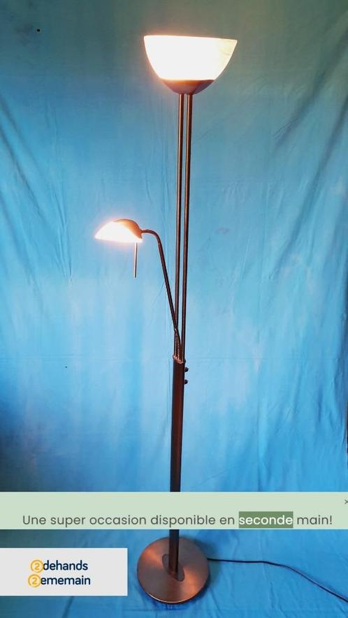 Moderne vloerlamp met leeslamp - staand, Huis en Inrichting, Lampen | Vloerlampen, Zo goed als nieuw, 100 tot 150 cm, Glas, Metaal
