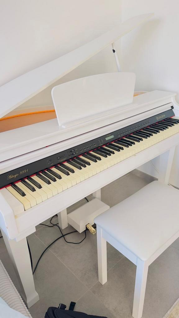 Delson Adagio 8891 – Digitale Mini Vleugel – Hoogglans Wit, Muziek en Instrumenten, Piano's, Zo goed als nieuw, Piano, Wit, Hoogglans