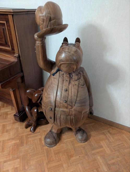 Houten figuur groot - nijlpaard animal man ambassador, Antiek en Kunst, Kunst | Beelden en Houtsnijwerken, Ophalen
