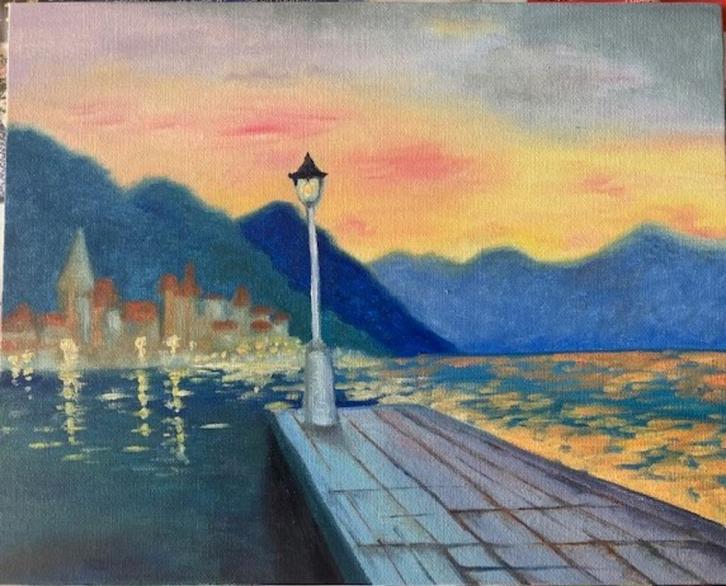 "Jetty" (Oil painting by Kuijken, 24 x 30 cm), Antiek en Kunst, Kunst | Schilderijen | Modern, Ophalen of Verzenden