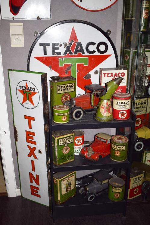 gezocht emaillebord olie blik reclamebord texaco 1920 1950, Verzamelen, Merken en Reclamevoorwerpen, Gebruikt, Reclamebord, Ophalen