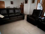 Comfortabele Lederen 3-zit + 1 Relax + 1 Standaard Fauteuil, Ophalen, Gebruikt, 150 tot 200 cm, Rechte bank