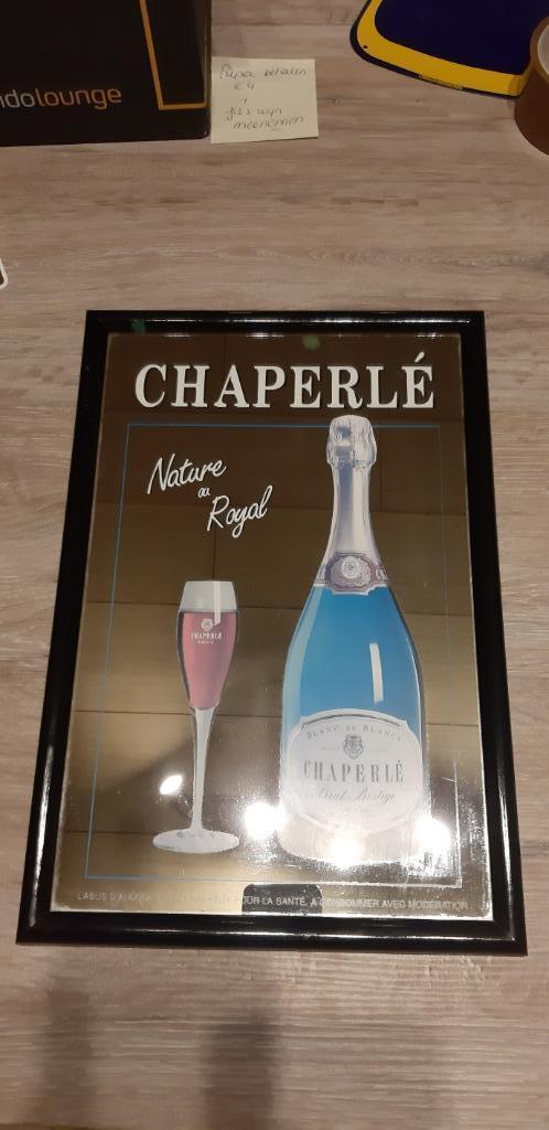 Authentieke reclamespiegel Chaperlé Champagne, Antiek en Kunst, Antiek | Spiegels, Minder dan 50 cm, Minder dan 100 cm, Rechthoekig