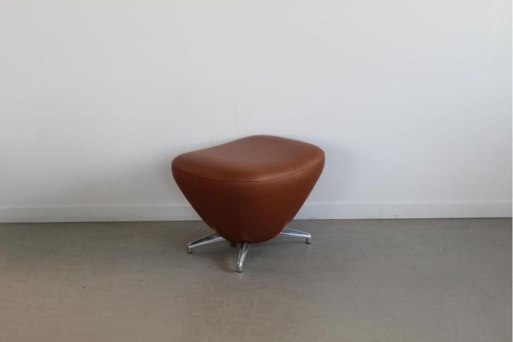 1x Leolux Caruzzo Hocker – Cognac Leer, Huis en Inrichting, Zetels | Voetbanken en poefs, Zo goed als nieuw, 50 tot 75 cm, Minder dan 50 cm