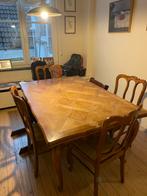 Eettafel en 8 stoelen, Huis en Inrichting, Ophalen, Gebruikt, 100 tot 150 cm, Vijf personen of meer