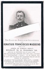Soldaat. Maddens Ignatius.° Iseghem 1890 † aan den Yzer 1918, Ophalen of Verzenden, Bidprentje