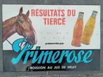 Panneau d'affichage en étain Primerose vers 1960, Collections, Comme neuf, Enlèvement ou Envoi, Panneau publicitaire