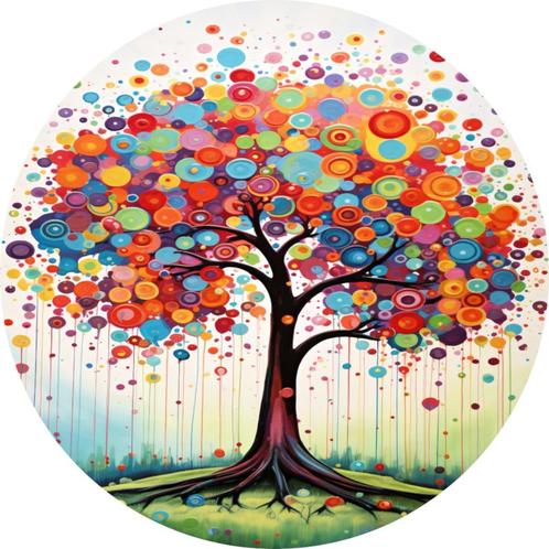 Cercle mural Arbre de gaieté coloré 80x80 Dibond + O, Maison & Meubles, Accessoires pour la Maison | Peintures, Dessins & Photos