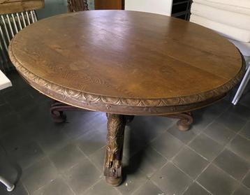 Massief eiken eetkamerset – tafel + 6 stoelen beschikbaar voor biedingen