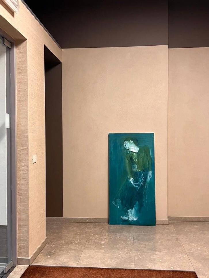 Schilderij peinture painting ‘Green move’ 140x70, Antiek en Kunst, Kunst | Schilderijen | Modern, Ophalen