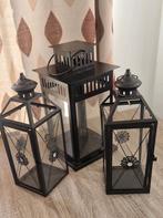 3 zwarte metalen kandelaars,  50 euro, Ophalen