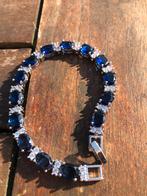 Prachtige armband zilver met witte en blauwe kristallen, Ophalen, Zilver