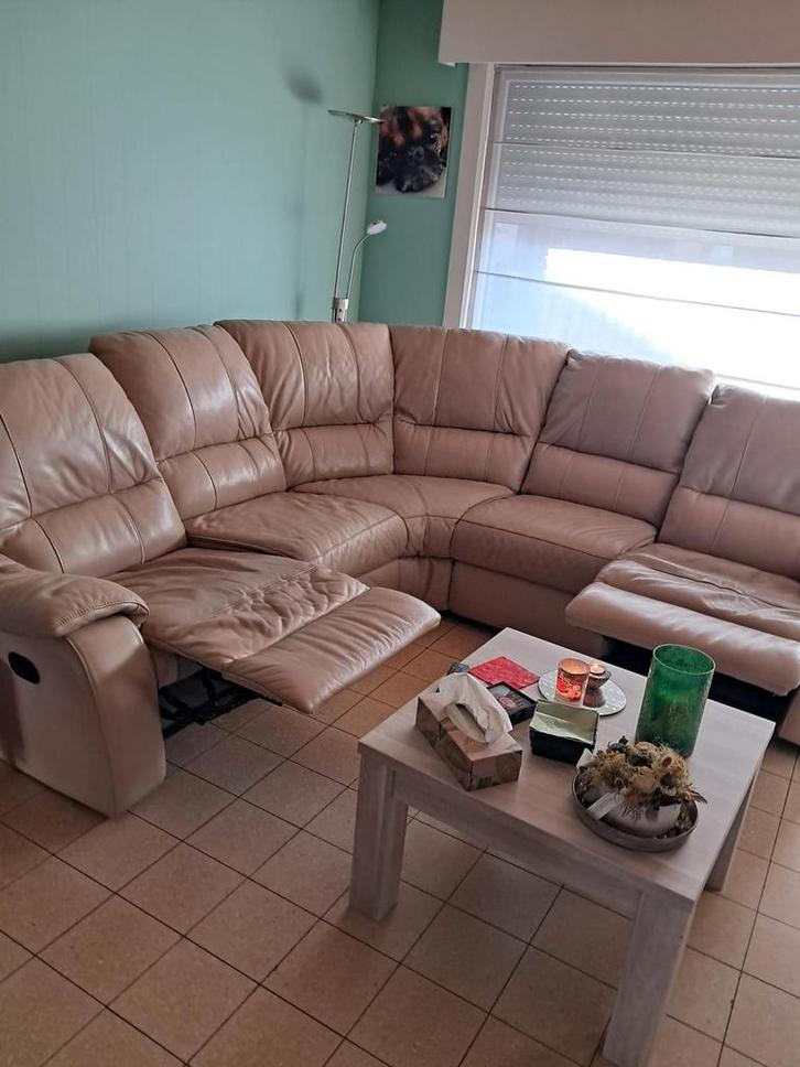 Lederen hoeksalon, Huis en Inrichting, Zetels | Complete zithoeken, Zo goed als nieuw, Ophalen