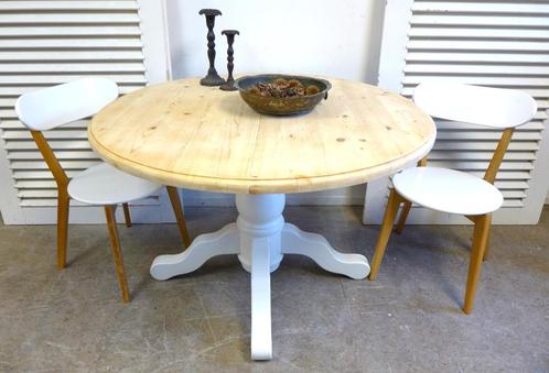 Prachtige grijze ronde uitschuifbare tafel, Huis en Inrichting, Tafels | Eettafels, Zo goed als nieuw, 100 tot 150 cm, 150 tot 200 cm