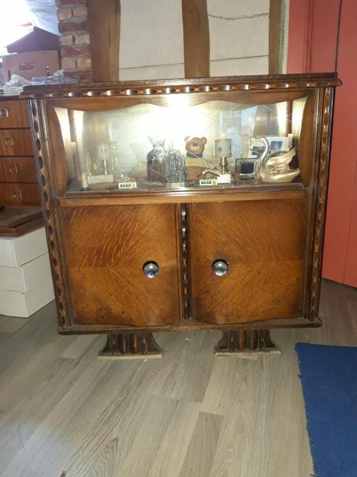 Art Deco vitrinekast/boekenkastje, Huis en Inrichting, Kasten | Dressoirs, Gebruikt, 50 tot 100 cm, 25 tot 50 cm, Met deur(en)