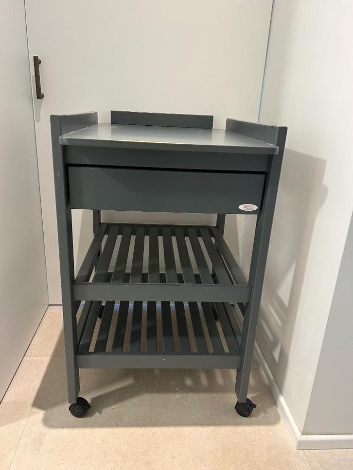 Troll - donkergrijze luiertafel met handige lade, Kinderen en Baby's, Kinderkamer | Commodes en Kasten, Gebruikt, Commode, Ophalen