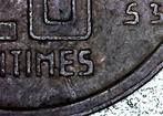 Verscheidenheidsmunt 20 centimes 1953 Fr gebroken hoekcentim, Metaal, Losse munt, Verzenden