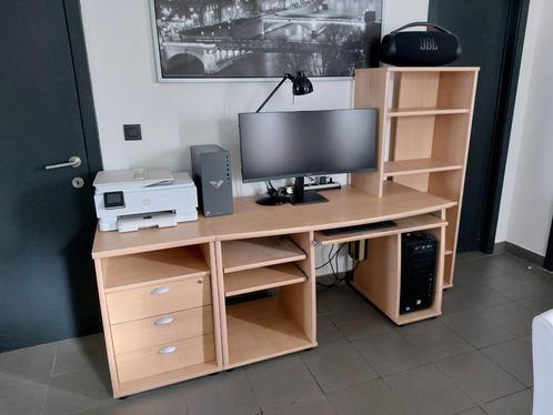 Stevige Bureau met lades (220x76x150cm), Huis en Inrichting, Bureaus, Gebruikt, Bureau, Ophalen