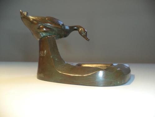 1939 Geo VINDEVOGEL bronzen eend asbak vide-poche brons, Antiek en Kunst, Kunst | Beelden en Houtsnijwerken, Ophalen of Verzenden