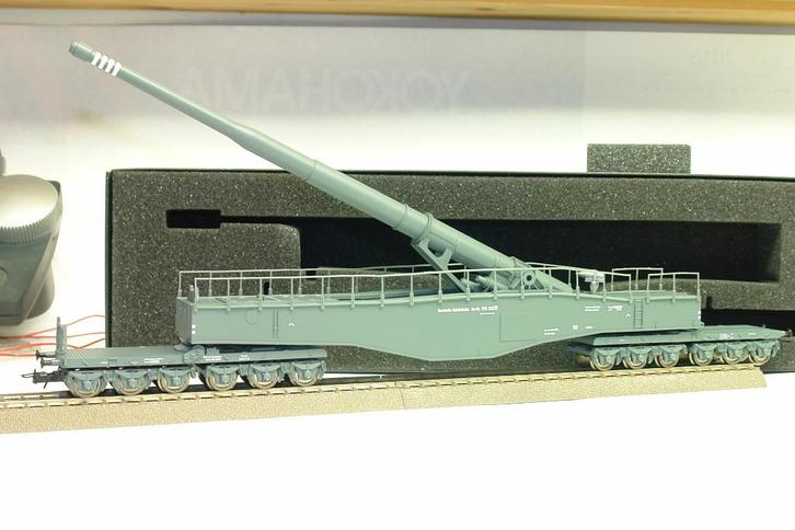 RIVAROSSI HRS6534 CANON SUR RAIL KRUPP K5 LEOPOLD WW2 DEUTSC, Hobby en Vrije tijd, Modeltreinen | H0, Zo goed als nieuw, Wagon