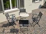 Geheel Gerestaureerd Frans Tuinstel,Tafel vv Wit Marmer Blad, Tuin en Terras, Ophalen, Zo goed als nieuw