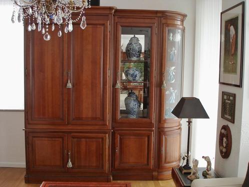 Modulaire kersenhouten meubels, tv-boekenkast, displayplank, Huis en Inrichting, Kasten |Televisiemeubels, Zo goed als nieuw, 200 cm of meer