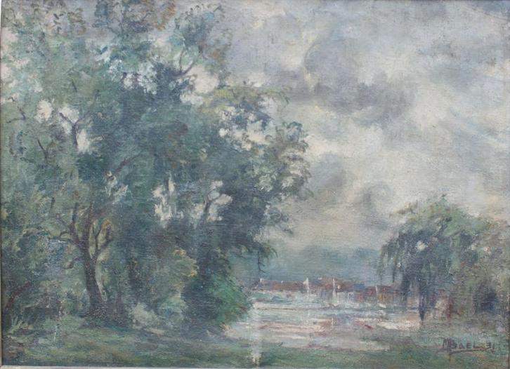 Maurice Boel (1913-1998): Landschap 1931 (O/D, 160 x 120 cm), Antiek en Kunst, Kunst | Schilderijen | Klassiek, Ophalen