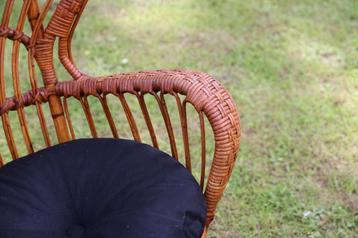 1970 Ponti Chaise rotin fauteuil Emmanuelle Design Vintage
