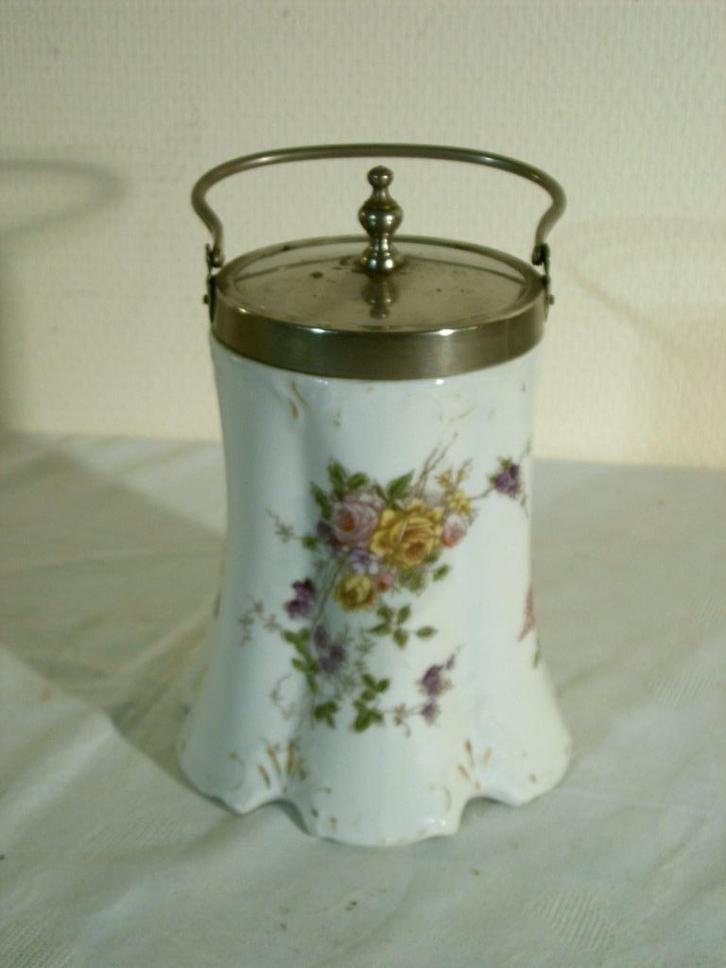 Franse koekjespot met rozen, Antiek en Kunst, Curiosa en Brocante, Ophalen of Verzenden