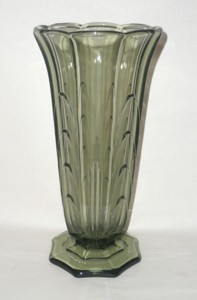 VAL ST. LAMBERT LUXVAL VAAS MACHIAVEL 8"/20 CM CA 1935, Antiek en Kunst, Antiek | Glaswerk en Kristal, Ophalen of Verzenden