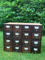 Vintage archiefkasten met laden, Huis en Inrichting, Kasten | Ladekasten, 5 laden of meer, Ophalen, Gebruikt, Eikenhout