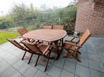 Ovalen tuintafel met 6 stoelen, Tuin en Terras, Tuintafels, Ophalen, Gebruikt, Ovaal, Teakhout